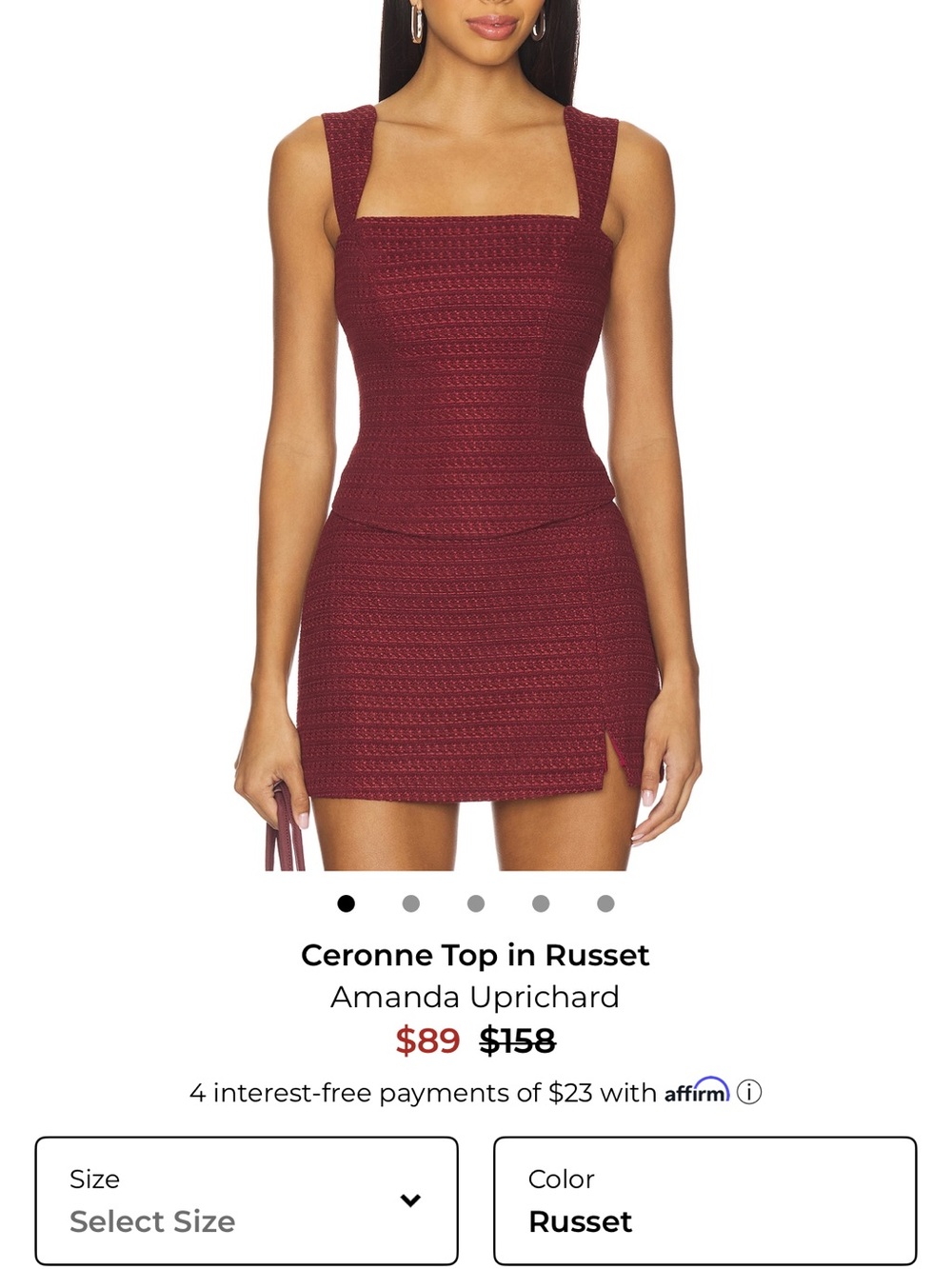 Amanda Uprichard Russet Textured Mini Skirt